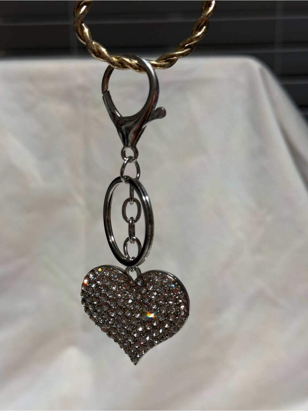 New - AB Rhinestone Silver Heart Keychain - Picture 8 of 8
